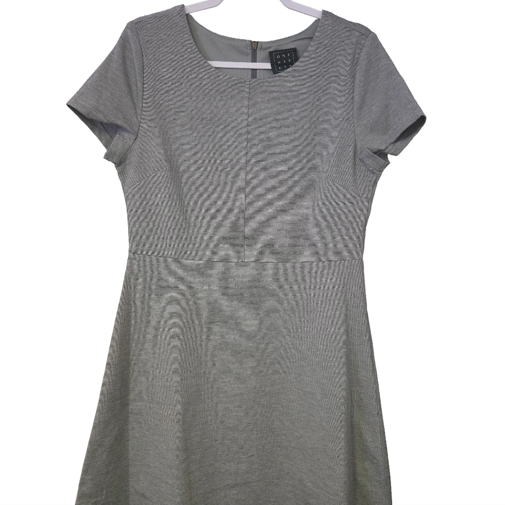 One Market Gray Skater Mini Dress – Fit & Flare Style (Size S M L)
